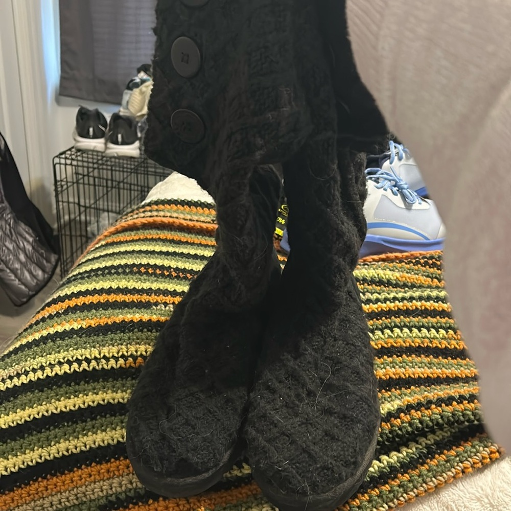 Ugg Black Lattice Button Boot Size 10